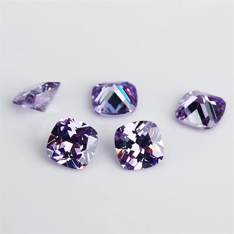 5x5~12x12mm Lavender Color Cushion Cut Shape Loose CZ Stone Beads Brilliant 5A Synthetic Gems Cubic Zirconia | Украшения и