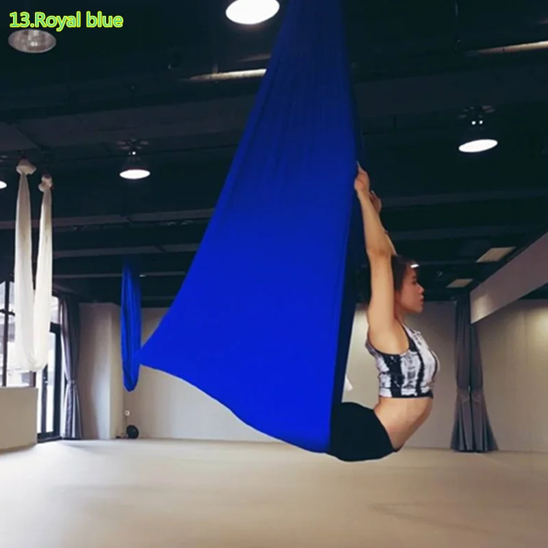 Royal blue Эластичный 7 метров воздушный Йога Комплект гамака новейший многофункциональный анти-гравитационный Йога Ремни качели для йоги Обучение Йога воздушные качели - Цвет: Royal blue