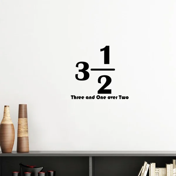 

Numerical Three And One Over Two Silhouette Removable Wall Sticker Art Decals Mural DIY Wallpaper for Room Decal