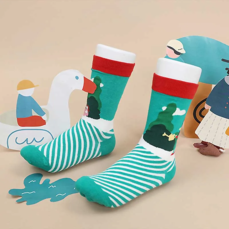 

Art Unisex Jacquard Park Illustrations Harajuku Socks Fashion Hip Hop Autumn/Winter Cotton Personality Happy Funny Socks