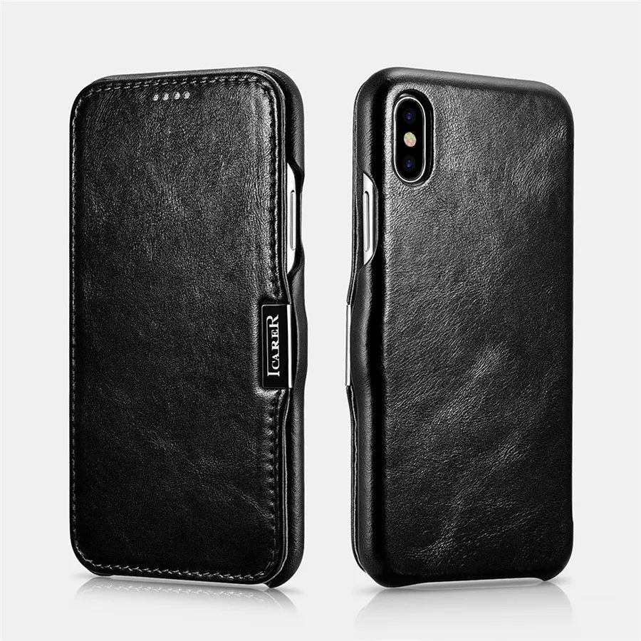 Чехол iCarer из натуральной кожи с откидной крышкой винтажная серия для iPhone 11 PRO MAX X XS