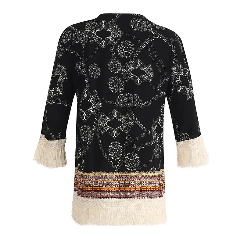 Летнее платье Макси женское Цветочный принт рубашка Femme блузка с кисточками