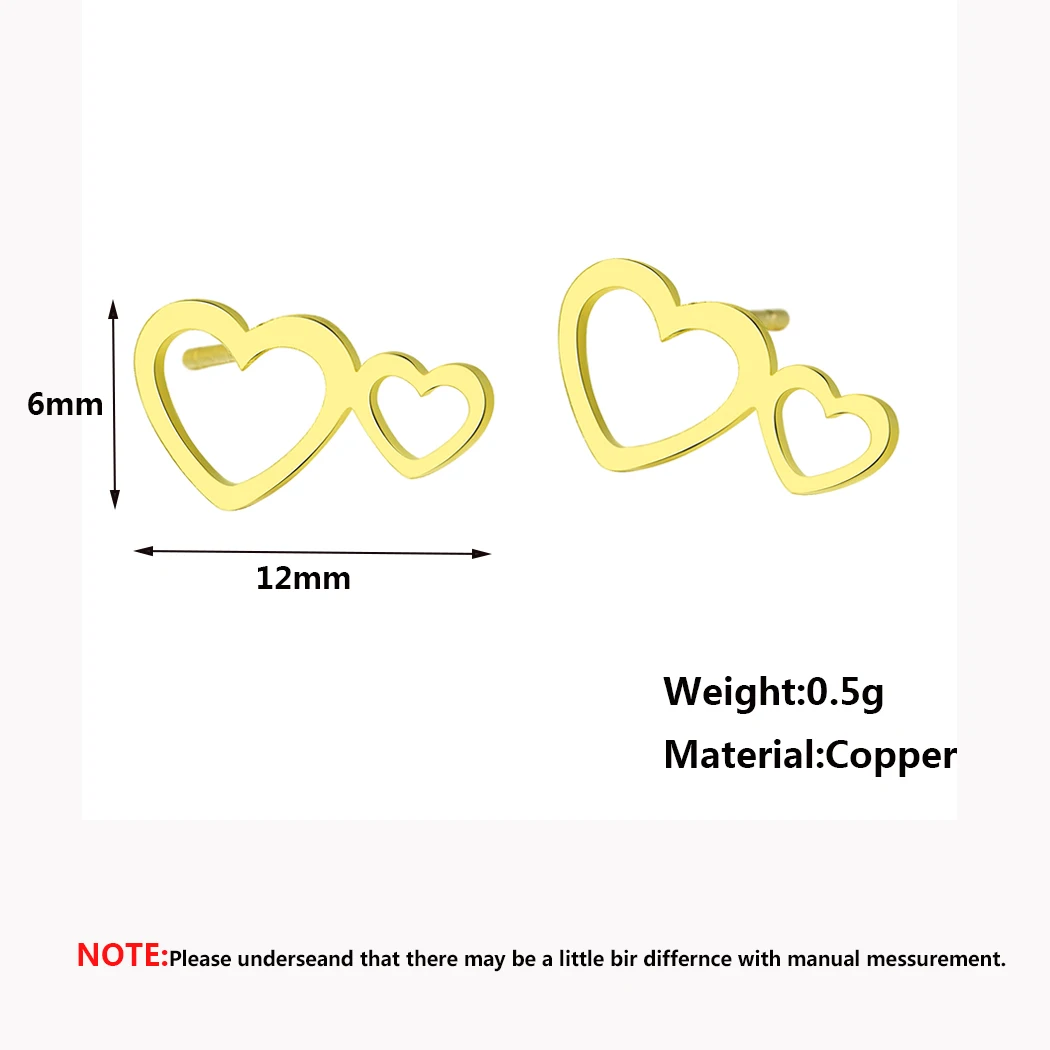 Женские серьги гвоздики в виде двух сердец|Серьги-гвоздики| |