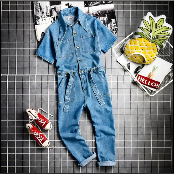 Мужской джинсовый комбинезон в стиле хип хоп корейский стиль 2019|Мужские джинсы| |
