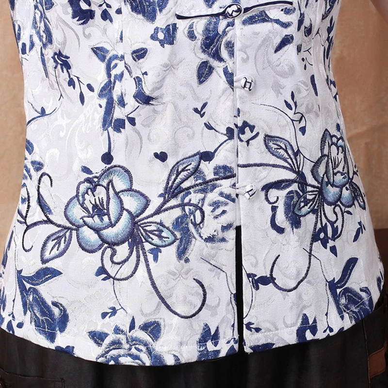 

Hot Sale White Traditional Chinese Blouse Blusa Women Cotton Shirt Top V-Neck Short Sleeves Clothing Mujer Camisa TYR05215