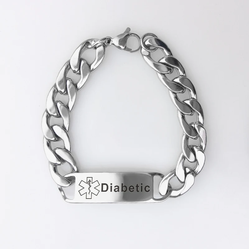 Гравировка диабета имя болезни медицинский браслет мужской ювелирные изделия |