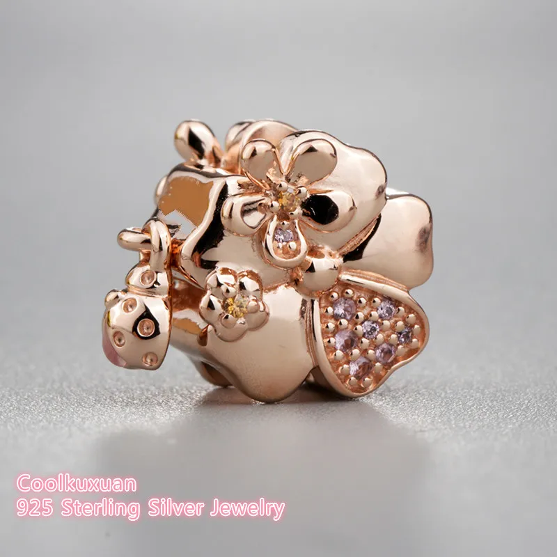 Бусина-Шарм дикий цветок из серебра 925 пробы для браслета |