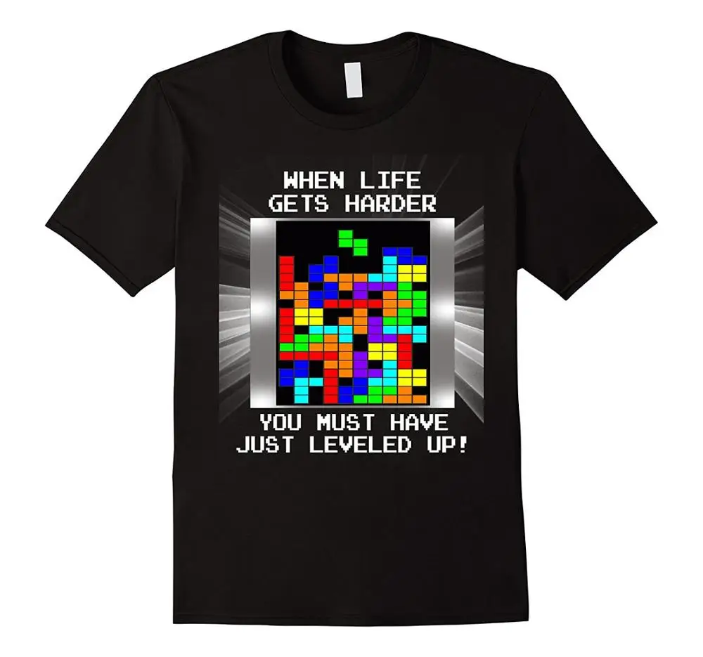2017 New Arrival Men T-Shirt Short Sleeve Brand Video Game Nerd - Funny Level Up Motivational Geek | Мужская одежда