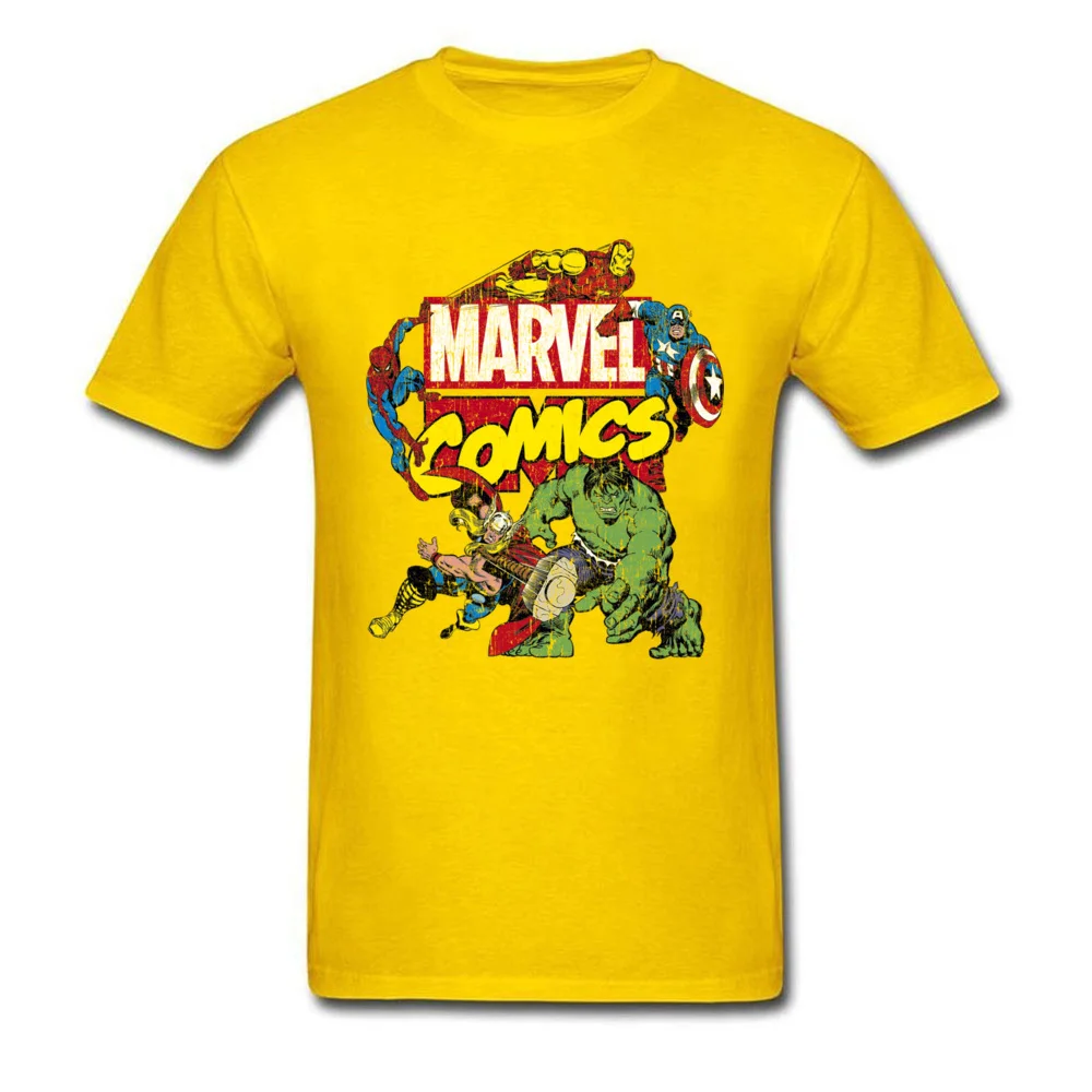 Классический Marvel эндгейм Мстители комиксы футболки Халк Тор человек паук Капитан Америка Доктор Кто сила футболка для мужчин танос - Цвет: Цвет: желтый