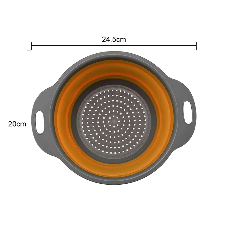 1Pc Orange Small Складной силиконовый дуршлаг для кухни, корзина для мытья фруктов и овощей, сетчатый фильтр, складная корзина, сушилка, кухонный инструмент - Цвет: 1Pc Orange Small