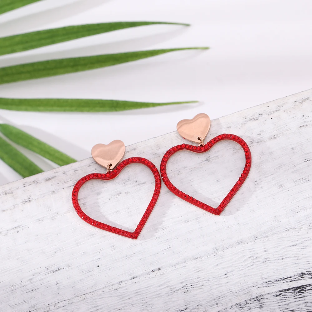 Женские серьги с красным сердцем LIKGREAT милая романтическая бижутерия кристаллом
