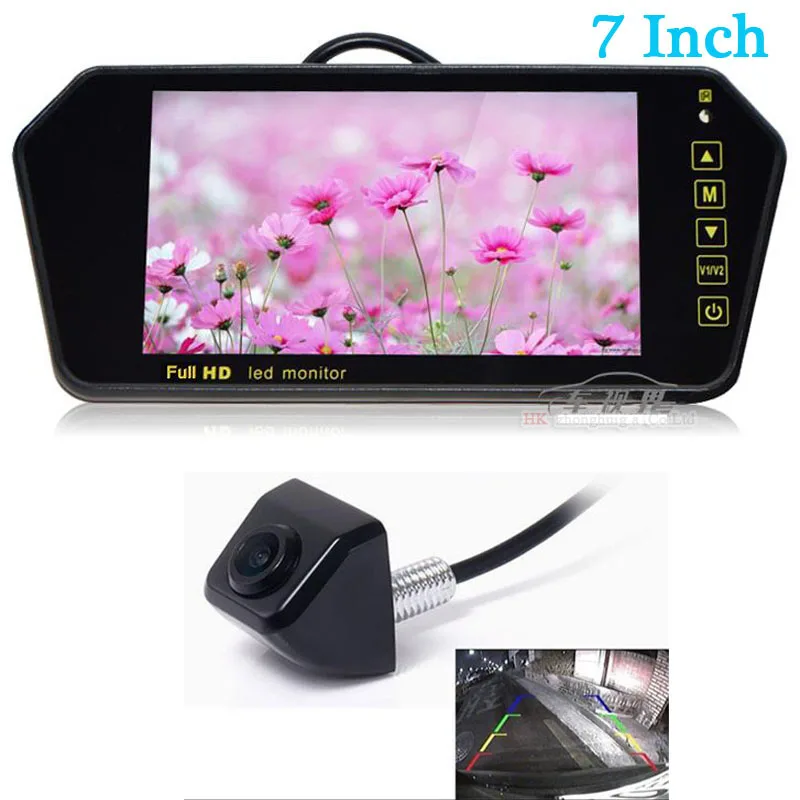 2018 Newest 7 inch Car Rearview Mirror Monitor Auto Parking Vedio + Backup Reverse Camera CCD Car Rear View Camera Parking