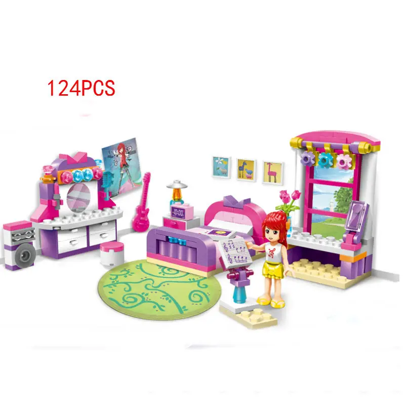 124 шт. Горячие друзья мои девушки клубов вишня спальня сцены строительные блоки