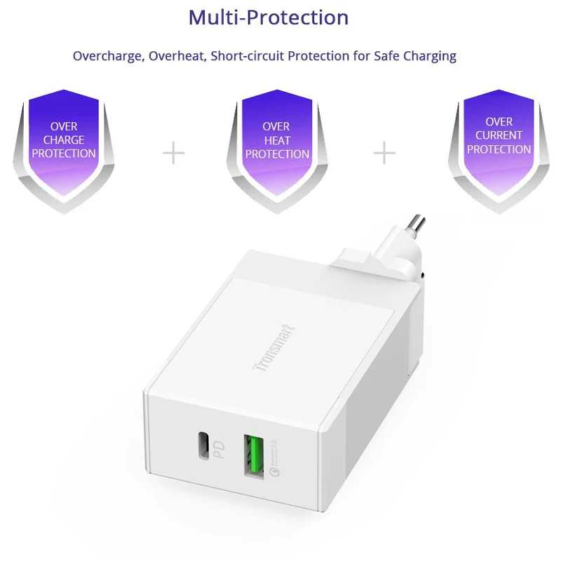 Tronsmart W2DT USB PD Зарядное устройство usb type C Быстрая зарядка 3,0 Для Xiaomi Mi5 для huawei P10 для S8 быстрое зарядное устройство для телефона