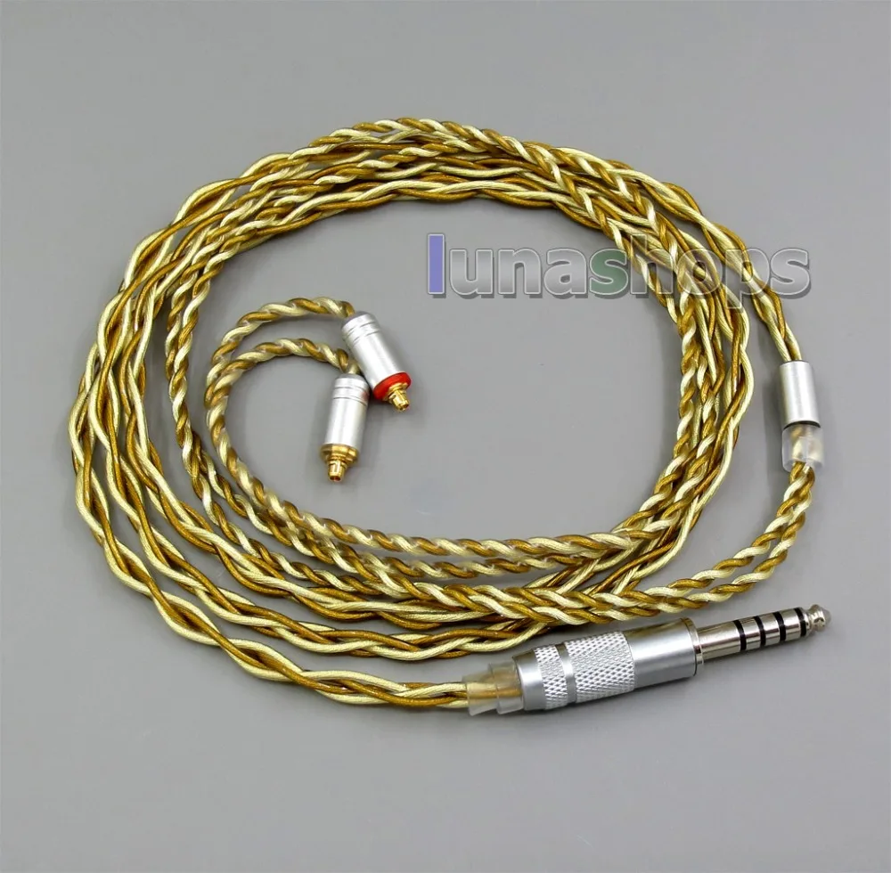LN005971 чрезвычайно мягкий 7N OCC чистое серебро+ Позолоченный смешанный кабель для наушников для Shure se535 se846 se425 se215 MMCX