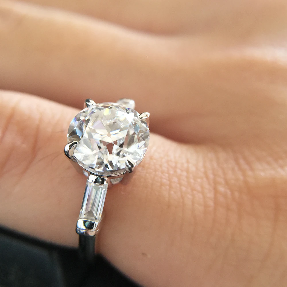 

OEC Brilliant Cut Moissanite Engagement Wedding Ring 14k White Gold Stunning Test Postive EF Color VVS1 For Women 1.0ct 6.5mm