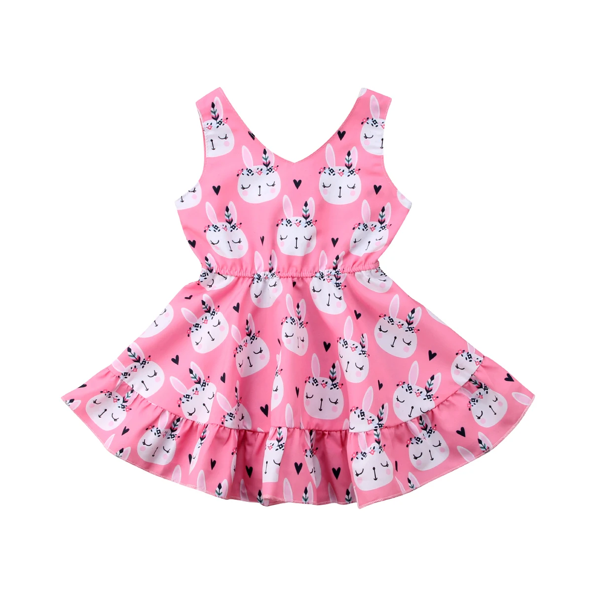 Pudcoco/летнее платье-пачка принцессы с рисунком кролика для маленьких девочек