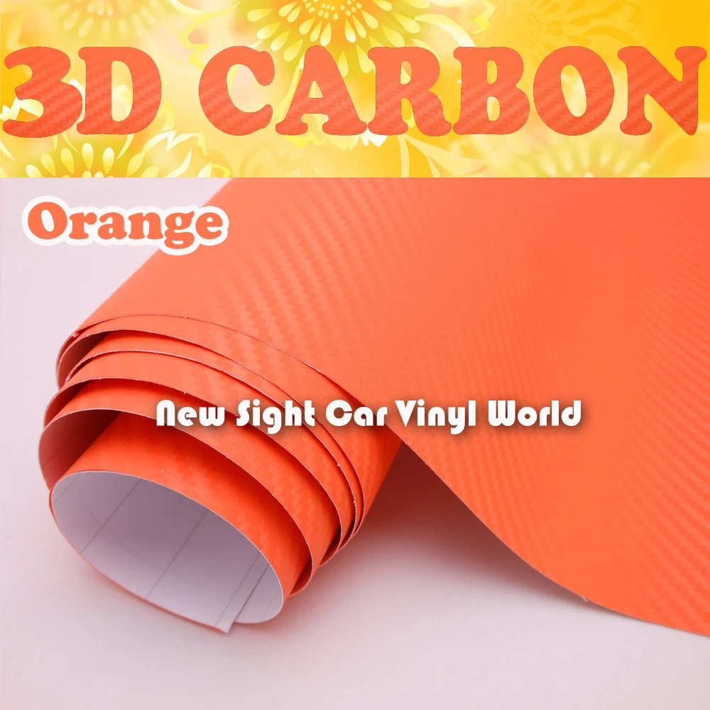 

Orange 3D Carbon Fiber Car Wrap Vinyl Film Bubble Free Size: 1.52*30m/Roll