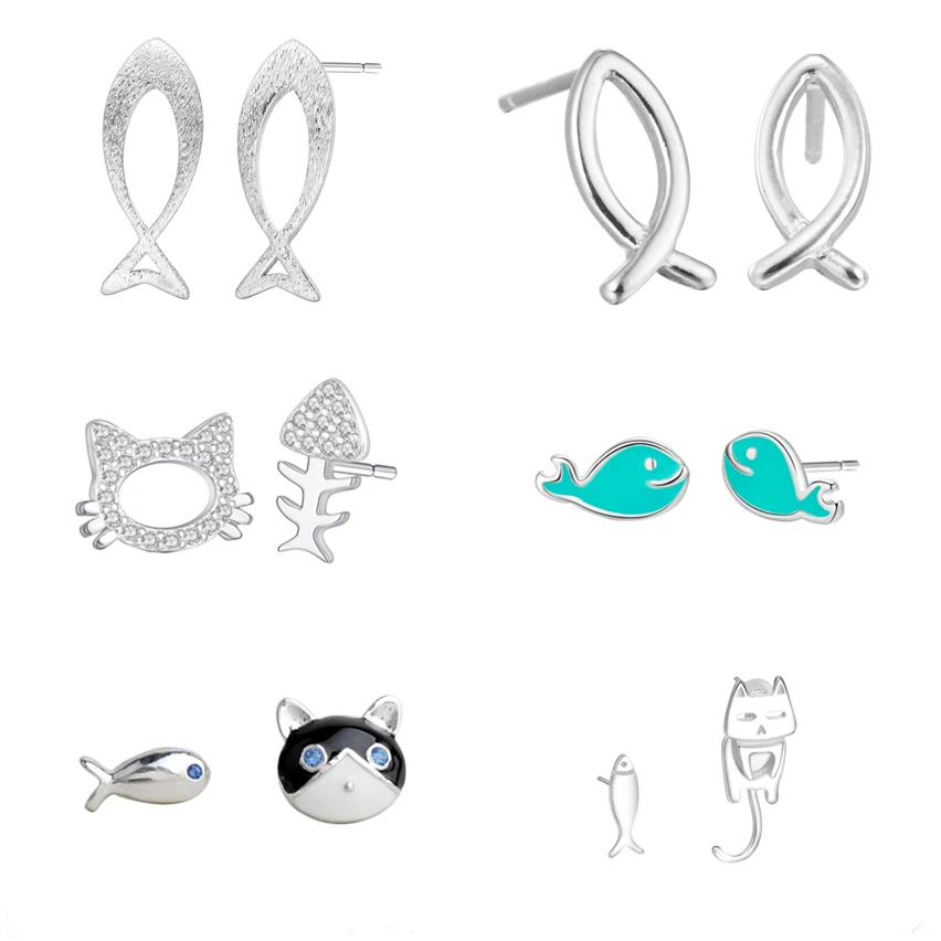 Новинка серьги-гвоздики Cxwind в виде рыбки простые металлические серьги животных и