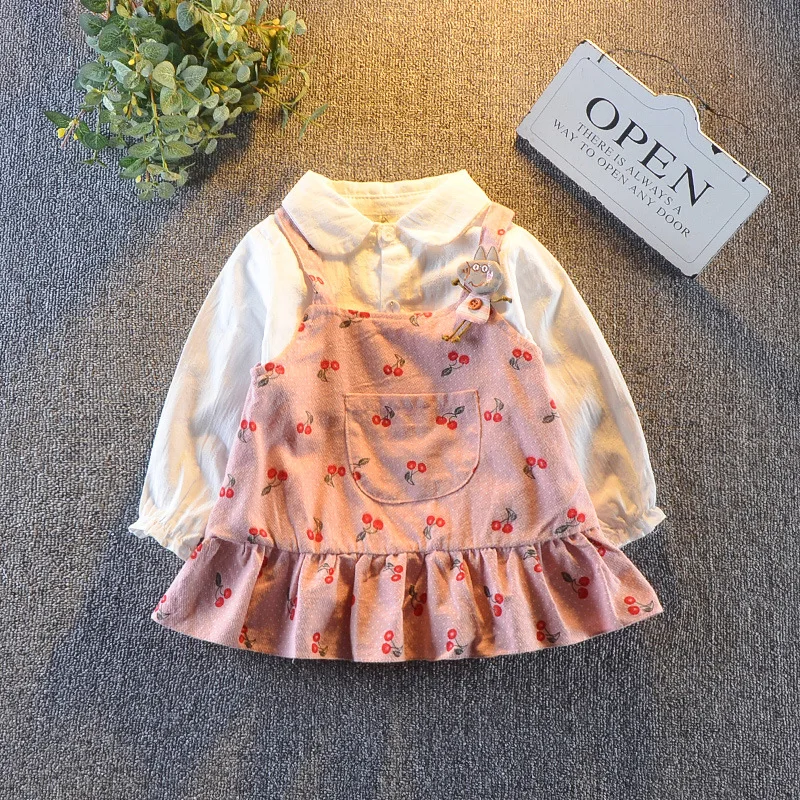 BibiCola/для маленьких девочек комплект с платьем Длинные рукава футболки + платье