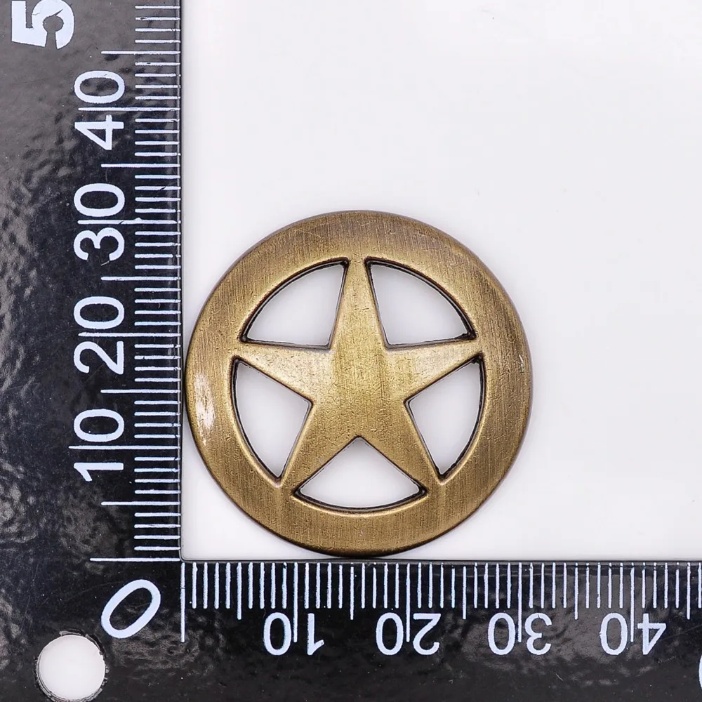 Лот 10 шт. 31*31 мм WESTERN TEXAS RANGER STAR античная латунь кожа CONCHOS TACK