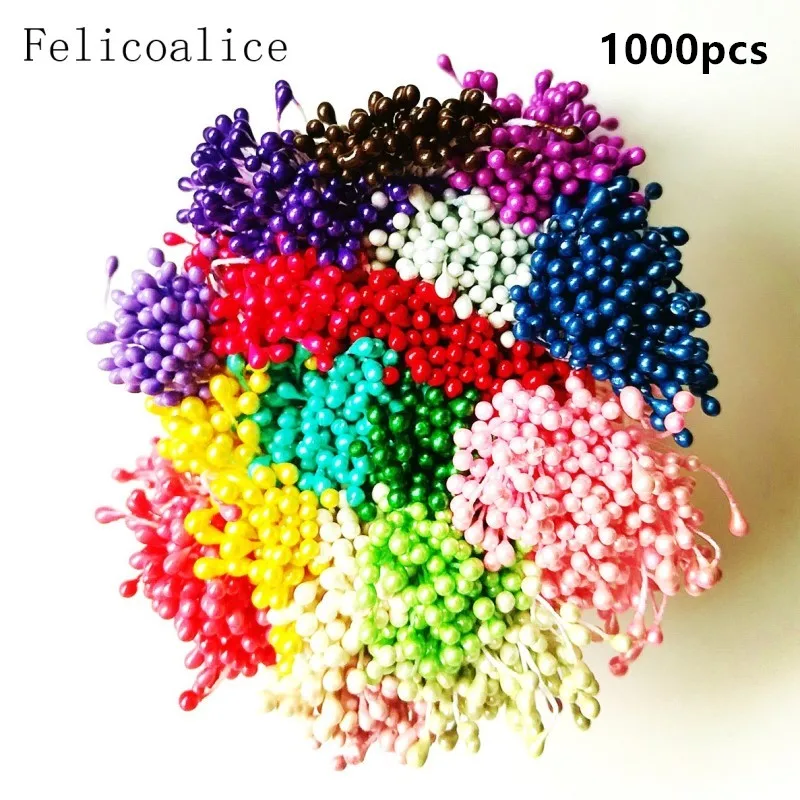 Mix Colors Randomly Многоцветный 3 мм 500 шт Искусственный Сахарный цветок тычинка для рукоделия дома Свадебные украшения торта и DIY пестик тычинка - Цвет: Mix Colors Randomly