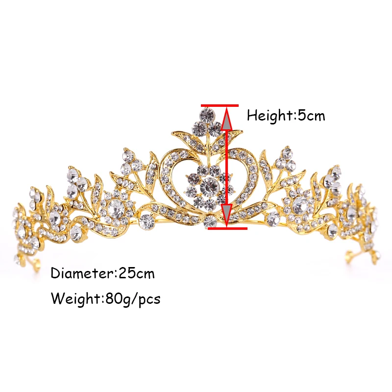 Vintage Luxury Gold Crystal Tiara Princess Wedding Crown For Bride Hair Accessories Headwear Bridal Jewelry | Украшения и