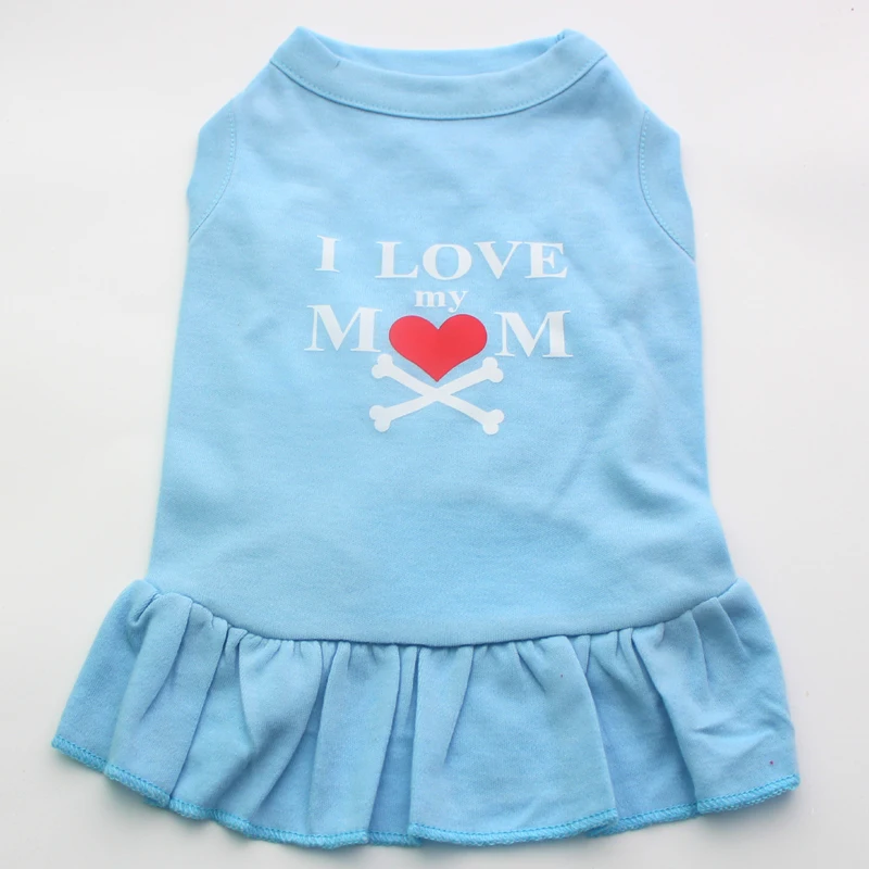 Платье для собаки жилет кошки и щенка летняя одежда из 100% хлопка дизайн Я люблю