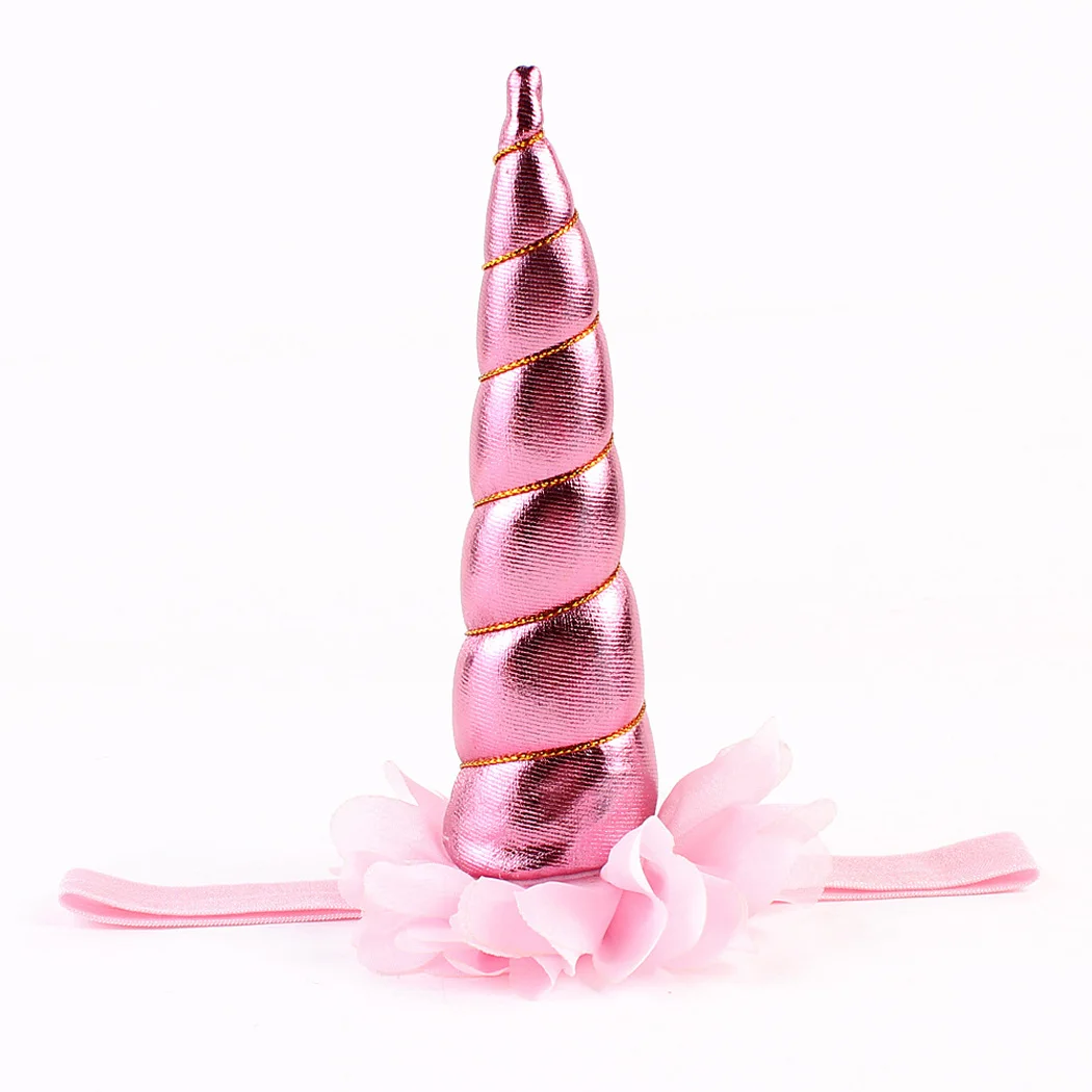 LovelyGlitter Baby Kids Glitter Gold Unicorn Horn Ears Flower Headband Halloween Cosplay Costume Makeup Birthday Party Headdress |