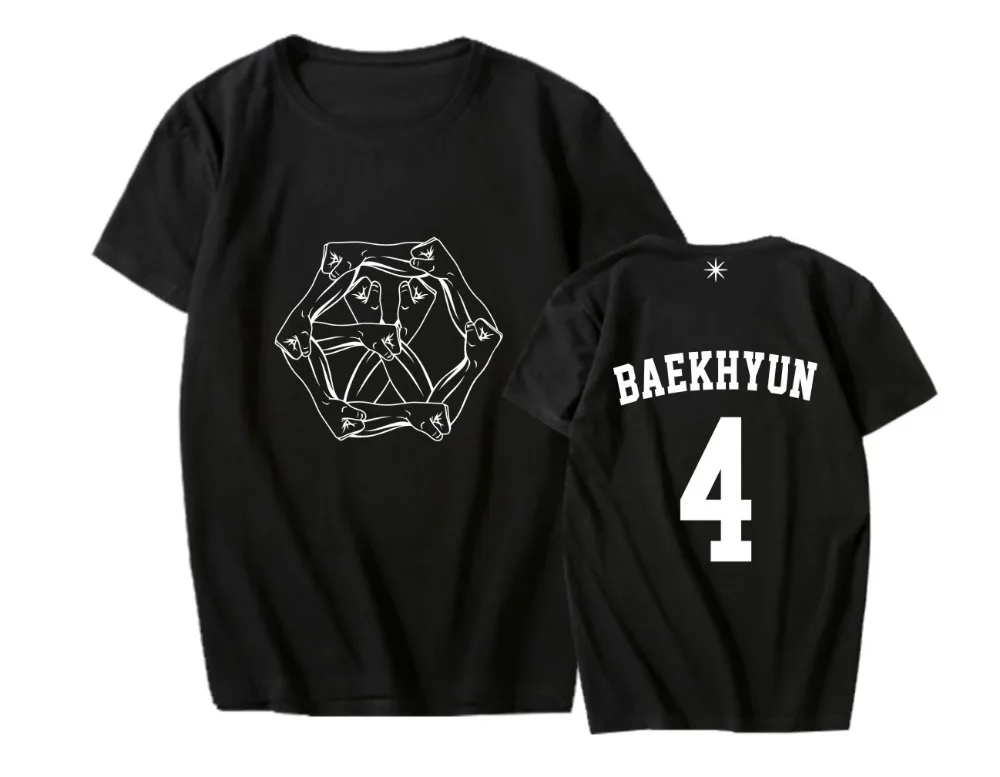 Летняя футболка EXO BAEKHYUN Album сила музыки для пар JN413 | Женская одежда