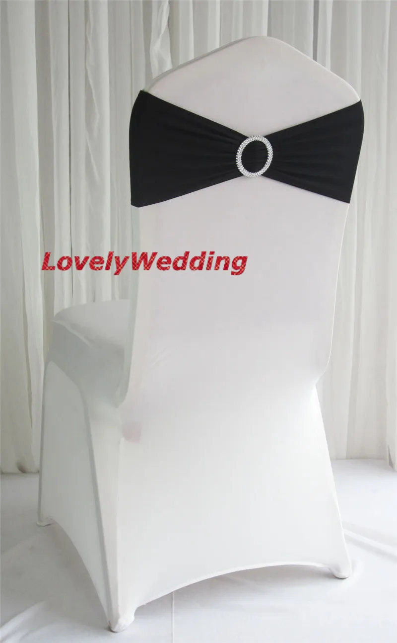 

200 Black Hot Sale bands spandex/lycra band wedding with Buckle for banquet Free Shipping Chair Cover band with Round buckle