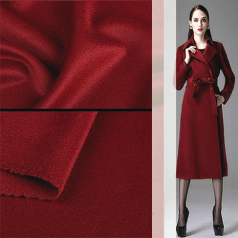 

2019 Europe High-end Brand Coat Wool Silk Fabric diy Merino Wool Cashmere Fabrics Smooth Glossy Anti static Elastic gold Fabrics
