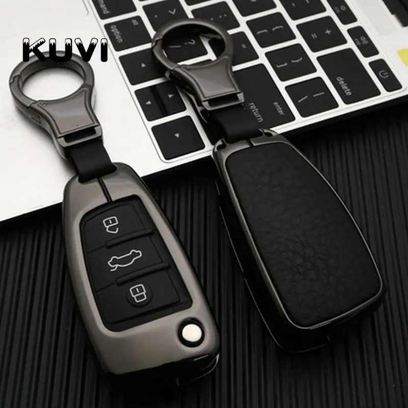 

Чехол для Audi A3, 8L, 8P, A4, B6, B7, B8, A6, C5, C6, 4F, RS3, Q3, Q7, TT, из цинкового сплава, кожа Автомобильный Брелок дистанционного управления с ключом