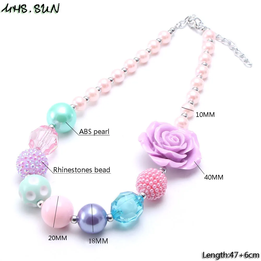 MHS.SUN Newest fashion baby flower beads necklace cute bubblegum chunky for kids girls jewelry chain 1pc | Украшения и аксессуары