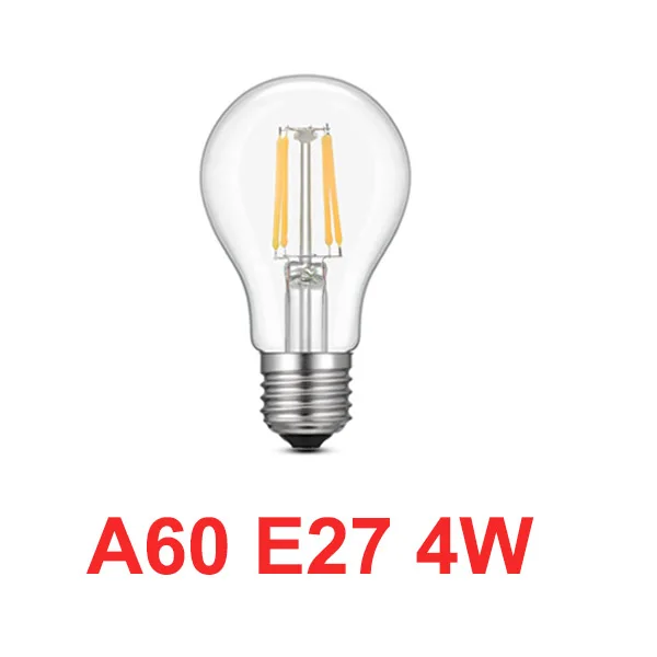 A60 E27 4W 220 В светодиодный лампочка накаливания E27 ретро лампа Эдисона E14 винтажный Декор Ampul Ретро лампа замена лампы накаливания лампочки с ампулой светодиодный Bombillas - Цвет: A60 E27 4W