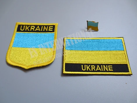 Set of 3 ones Нашивки с вышитым национальным флагом и Металлическая Булавка с отворотом флага Украина - Цвет: Set of 3 ones
