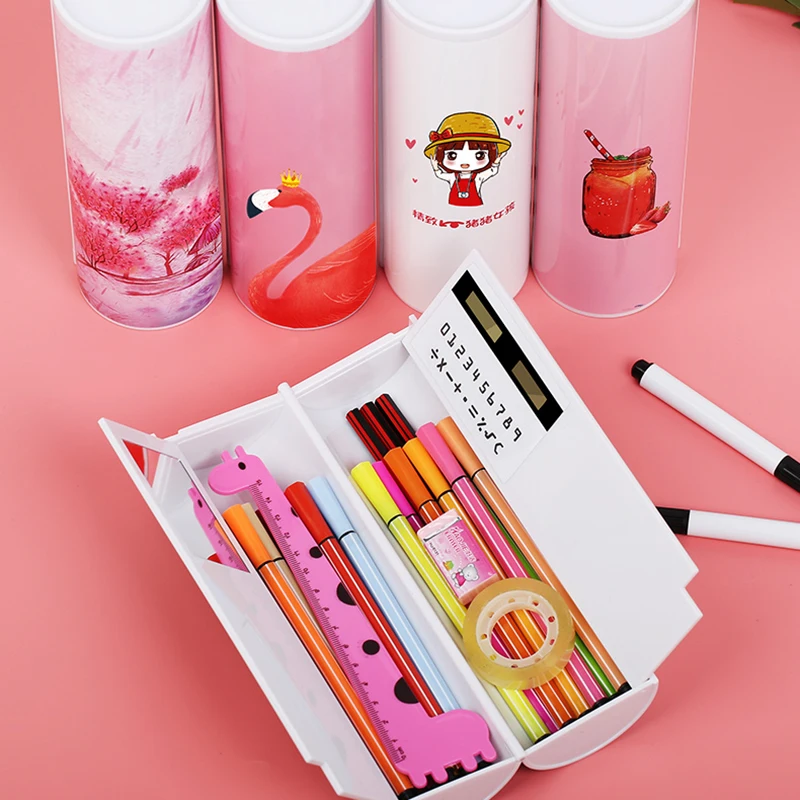 Новый кавайный чехол для карандаша двухслойная ручка коробка с зеркалом