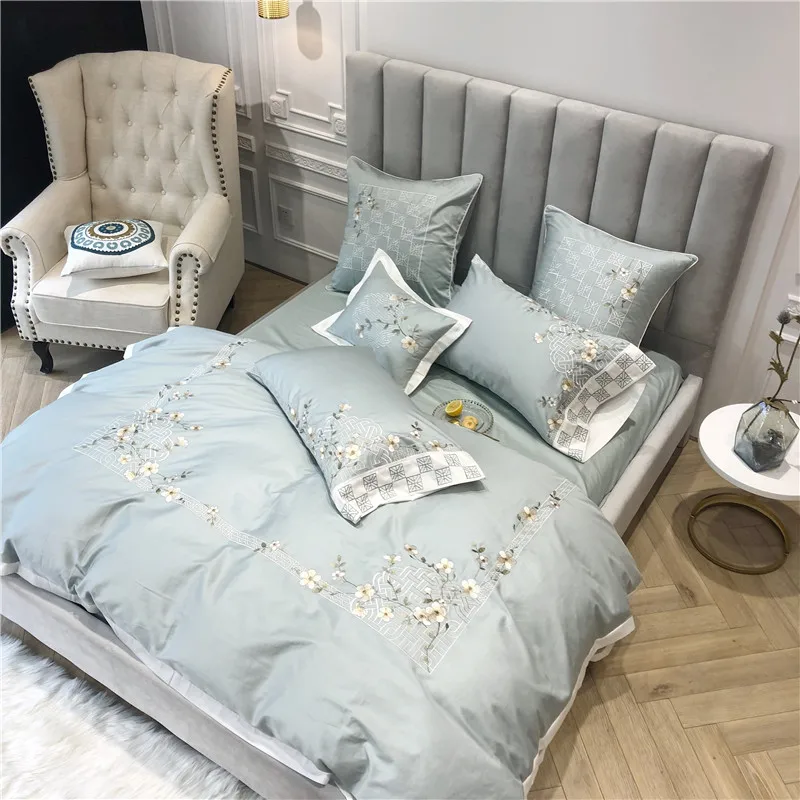 4/7 шт. queen King size из египетского хлопка Зеленый Постельное белье для простыни на кровать пододеяльник постельное белье Простыня из parure де горит ropa de Кама