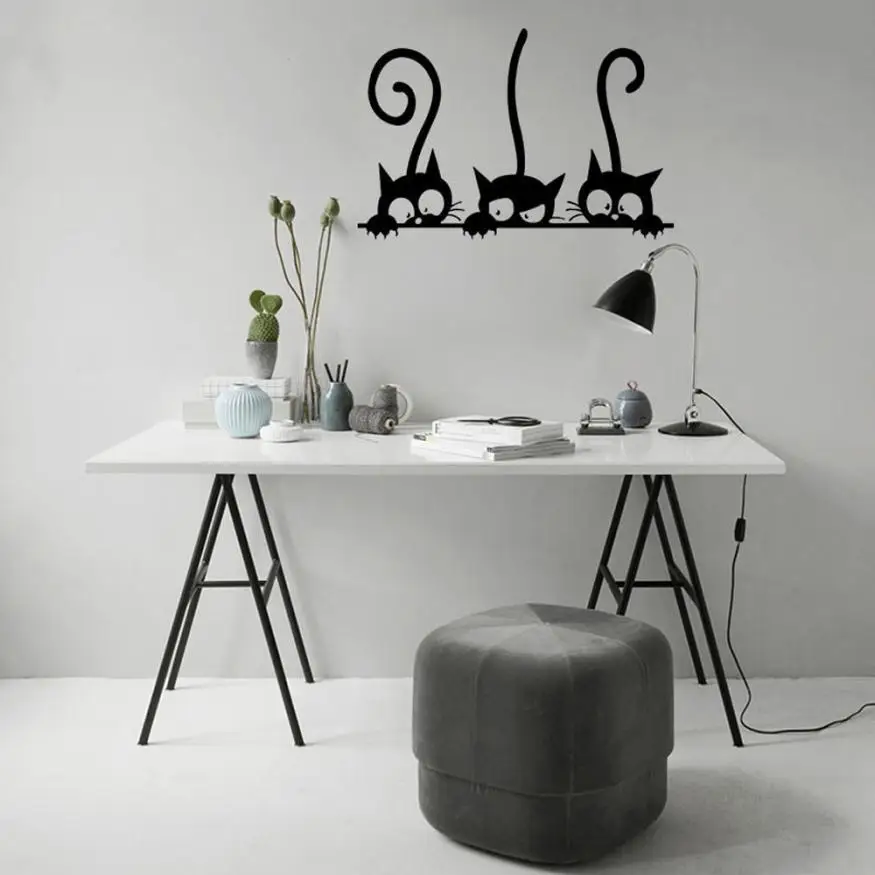 Wall Sticker Three Cats Animal Household Room Window Mural Decor Decal Removable wall sticker quotes 2017D11 | Дом и сад
