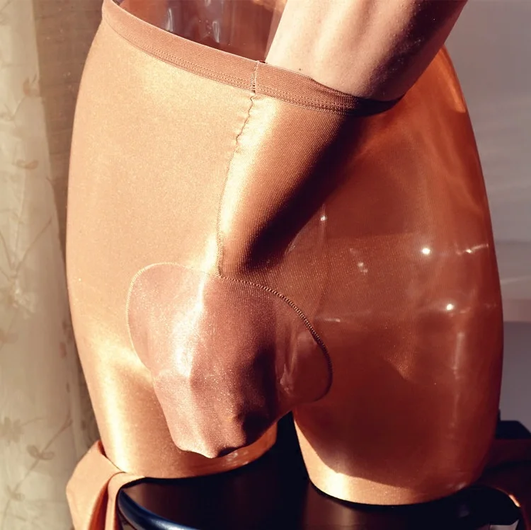 Coffee Pouch 70D прозрачные блестящие масляные Шелковые Ультра мерцающие колготки для пениса, облегающие колготки, колготки, чулки, мужские чулки для трансвеститов - Цвет: Coffee Pouch