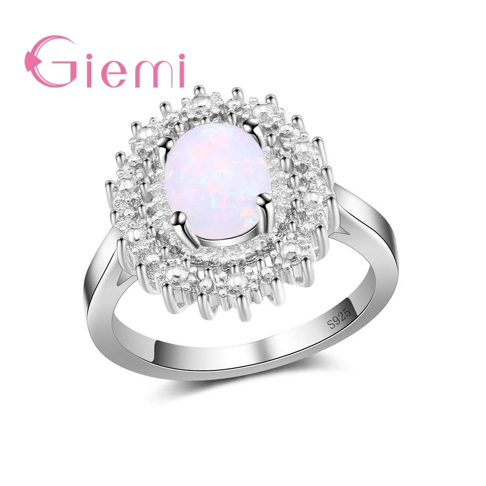 

Rainbow Sun Flower Opal Rings for Women Jewelry Accessories Hot 925 Sterling Silver Jewelry Fashion CZ Crystal Anillos