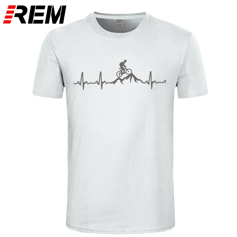 REM, футболка для горного велосипеда, сердцебиение, смешная, MTB, Dirt Bike, футболка размера плюс, на заказ, короткий рукав, Мужская футболка, модная, семейная, хлопок - Цвет: white gray