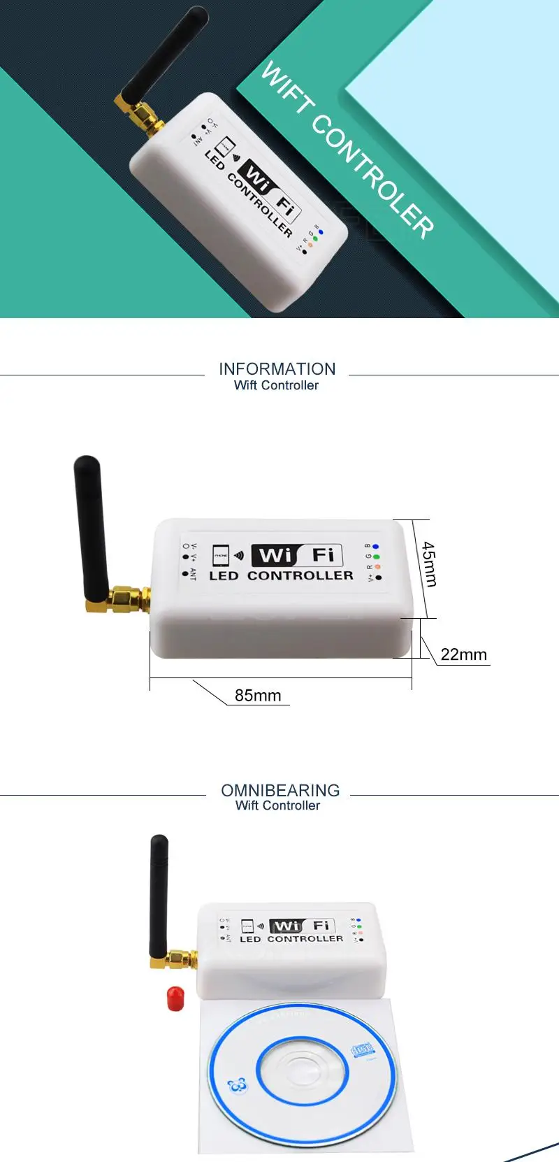 Wifi Беспроводная RGB Светодиодная лента управления Лер DC7.5-24 vдля iOS iPhone iPad Android смартфон планшет домашняя система управления усилителем