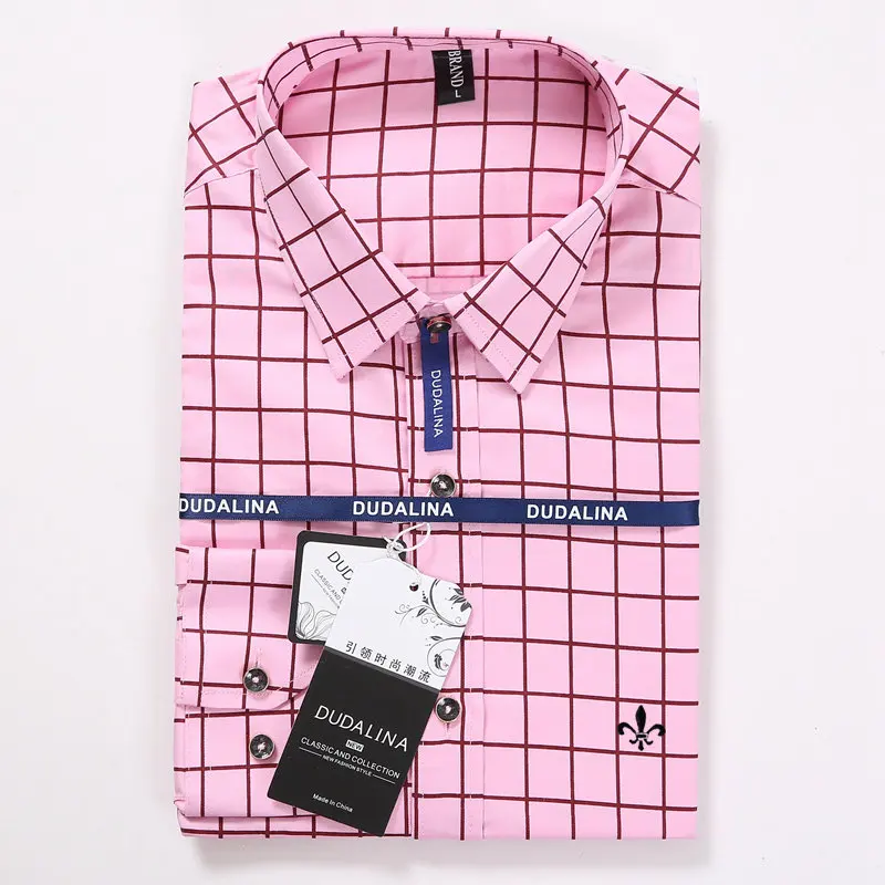 Dudalina Camisa Social Masculina Blusao резервная клетчатая рубашка мужская с длинным рукавом Мода Rete хлопок - Цвет: DCZ2205-Purple