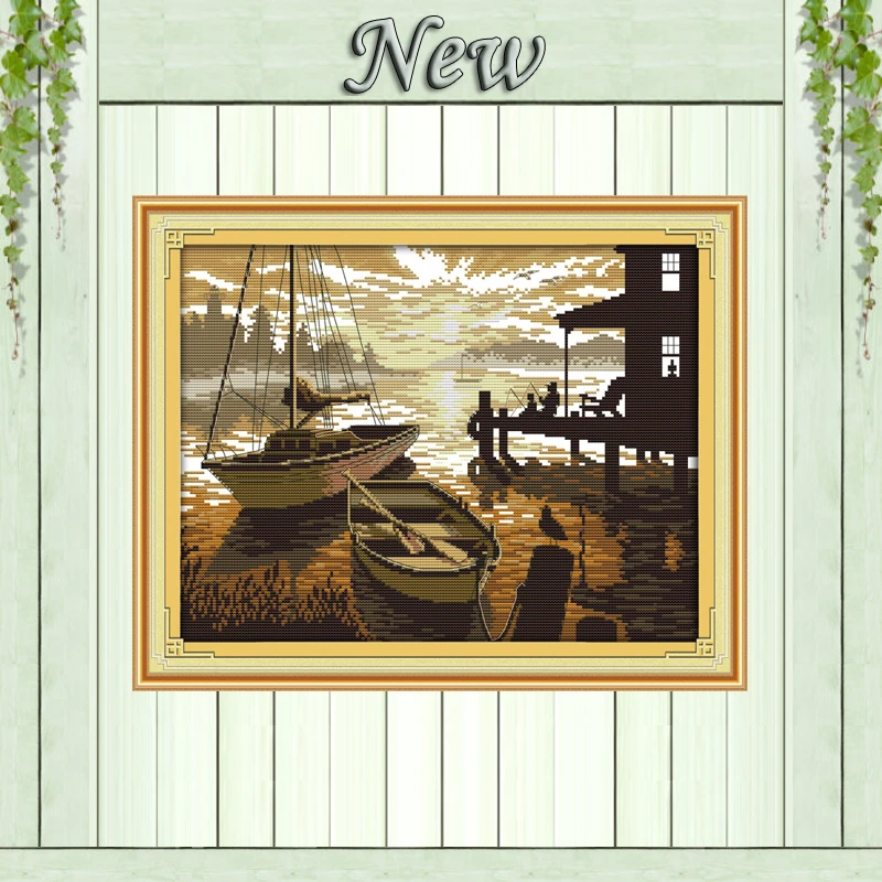 Наборы для вышивки крестиком пейзаж закат печать на холсте DMC 14CT наборы рукоделия