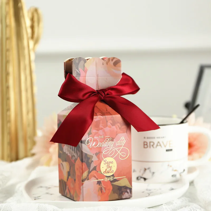 Новый розовый Мрамор линии коробка для конфет с лентой украшения свадьбы или