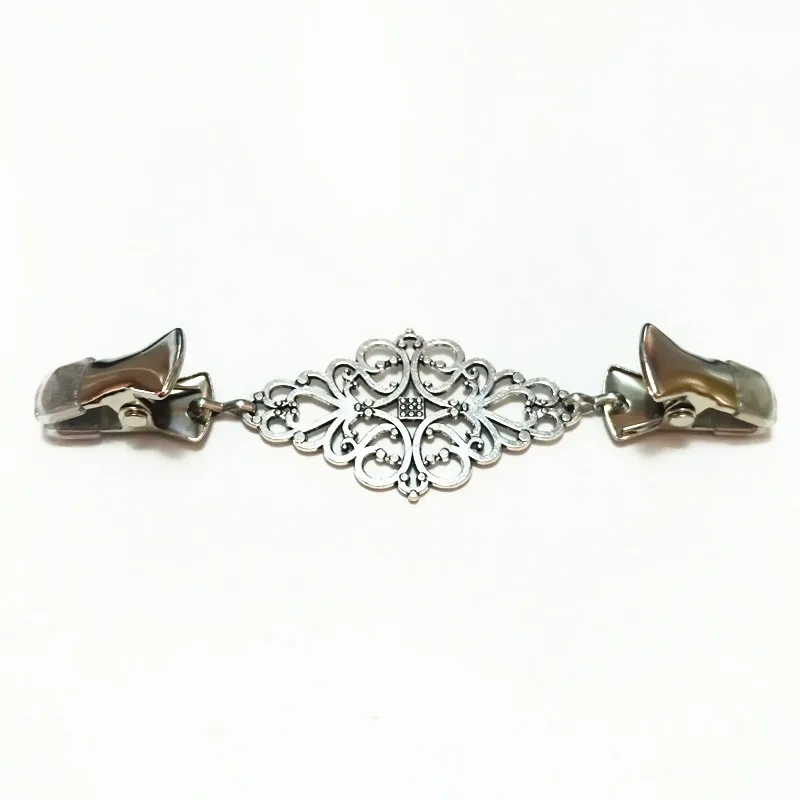 2018 Новый Ретро античный серебряный свитер с узором из ромбов кардиган на клипсах