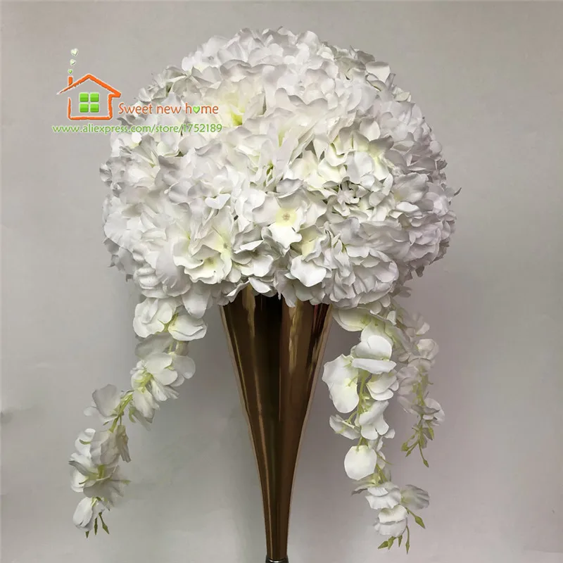 3D DIY Искусственные цветы стены и цветочные шары свадьба белый/слоновая кость дорога свинец цветок бегун