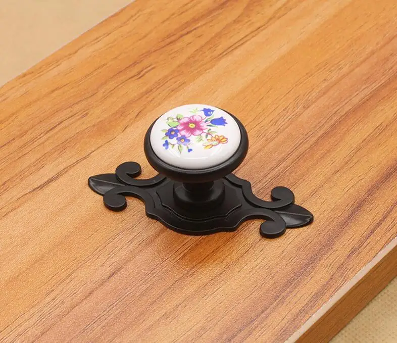 Красочные керамические круглые ручки шкафа дверные ящика мебели ручки|Дверные