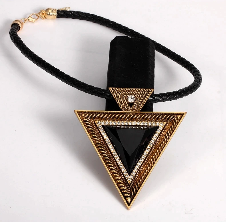 Винтажное ожерелье со стразами с цепочкой из кожи|statement necklace|rhinestone necklacenecklaces &